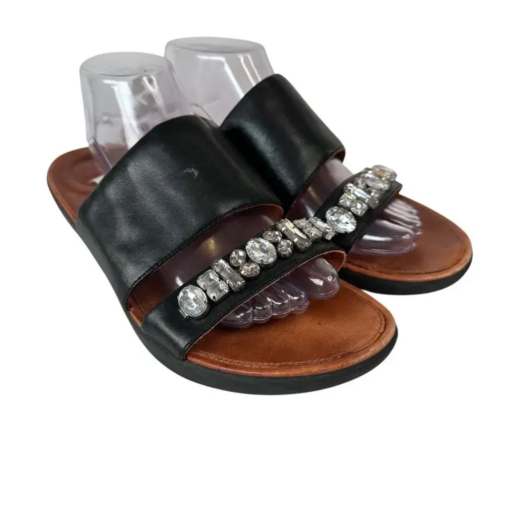 FitFlop Womens Delta Slide Sandals Black Crystal Comfort Casual Shoes Size 11